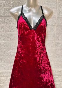 Lace &amp; Velvet Spaghetti Pink Dress