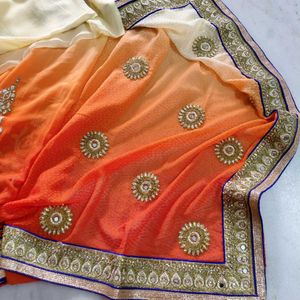 Elegant Orange Ombre Saree