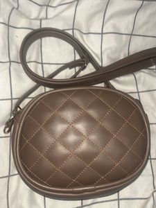 Brown Quilted Crossbody Bag