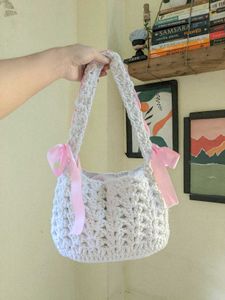 Crochet Handbag with Ribbon