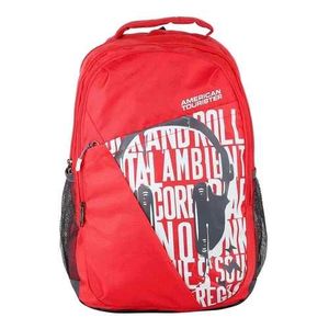 American Tourister Red And Grey Backpack