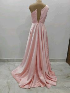 Elegant Peach One-Shoulder Gown