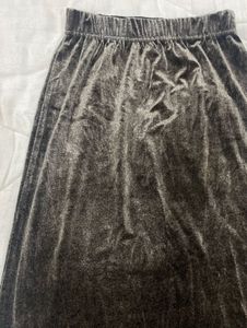 Crushed Charcoal Velvet Maxi Skirt