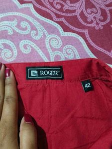 Women Red Half Sleeve Shirt