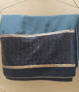 Teal & Navy Sequin Saree