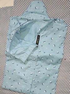 Patterned Light Blue Shirt