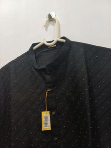 Silk Kurta Chudidar Set(Black With Work)