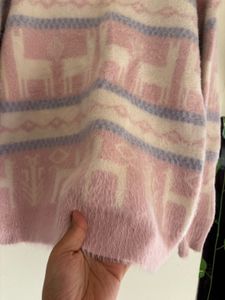 Pink Llama Pattern Sweater