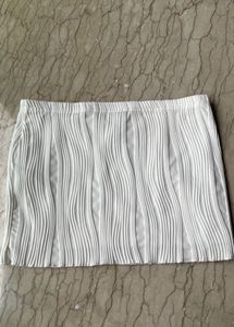 White Ribbed Mini Skirt