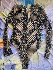 Patterned Bodysuit Top