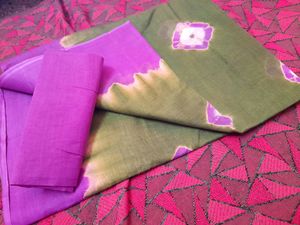 Lavender Border Pure Cotton Tieanddye Saree