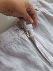 H&amp; M Beige Linen-blend Wide Leg Trousers