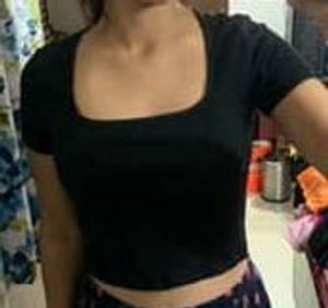 Black Square Neck Cropped Top H&M