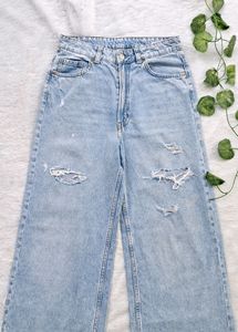 H&amp;M Wide Leg Ripped Jeans
