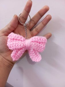 Handmade Crochet Bow Keychain