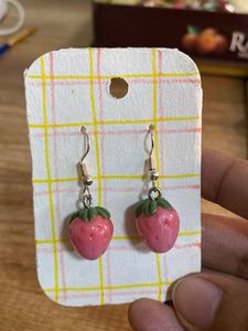 handmade Strawberry Dangle Earrings