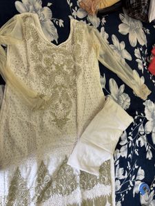 White Cotton Kurta Set with Dupatta