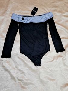 Shein Off-Shoulder Long Sleeve bodysuit with bow