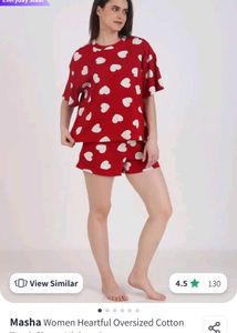 Red Heart Print Pajama Set