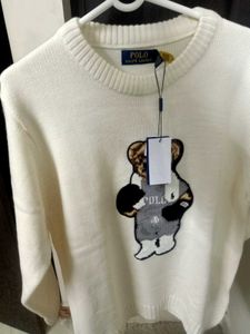 New Ralph Lauren Polo Bear Cream Knit Sweater
