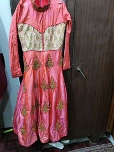 Pink &amp; Gold Embellished Indian Dress