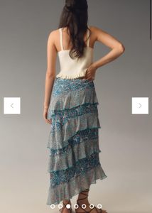 By Anthropologie Ruffle Flounce Maxi Skirt