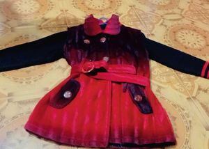 Vintage Style Red & Black Belted Coat