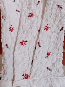 Crinkled White Shirt With Flower Detailing