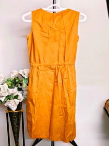 Little Queen Mustard Sleeveless Button-Down Dress