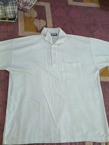 White Button-Up Polo Shirt