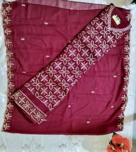 Embroidered Stones Work Semi Stitched Suit