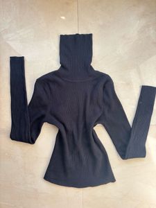 Black Backless Turtleneck Sweater