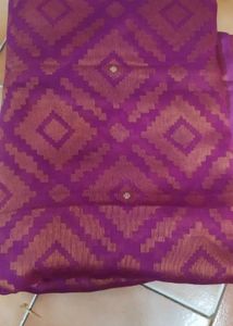 Brasso Saree With Golden Border Design