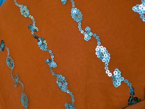 Orange  Saree Chamki Work