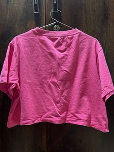 Pink Graphic Print Cropped Top