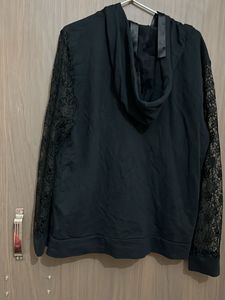 DEFACTO BRANDED COTTON JACKET Lace Sleeve Hoodie