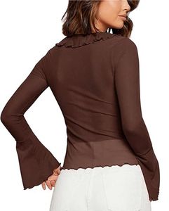 Brown Bell Sleeve Top.NEW WITHOUT PRICE TAG