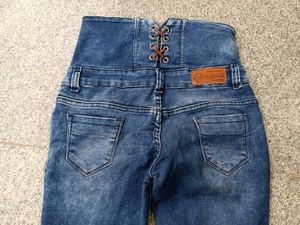 High-Waisted Denim Jeans, 30 Size