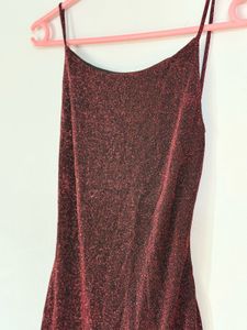 Maroon Backless Shimmer Dress