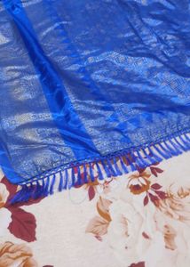 Pink &amp; Blue Floral Design Saree