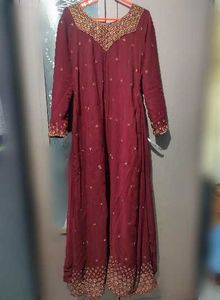Elegant Maroon Embroidered Anarkali Kurta