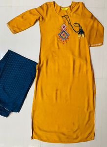 Beautiful Orange Kurta Palazzo Set, Size-M