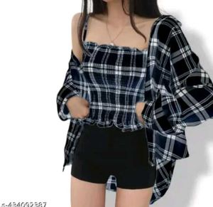 Plaid Top &amp; Shirt Set
