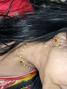 Pearl Necklace & Earring  Set chopper light golden