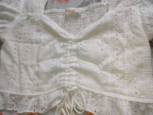 White Eyelet Crop Top