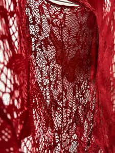 Red Crochet Knit Top