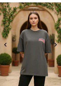 Shein cherry Gray Graphic Print Oversized T-Shirt