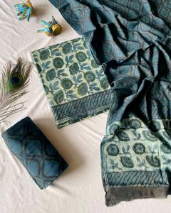 Green Printed Cotton Suit