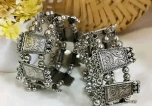 Combo Of 3 Oxidized Jhumka Bracelet