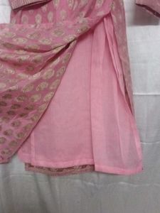 Pink Printed kurti plazo Set